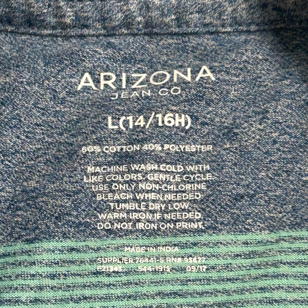 Arizona Jean Co Boys Multi Color Striped Short Sleeve Polo Shirt Size L 14/16H - Picture 5 of 5